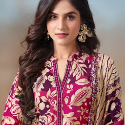 NAVYAAZRI Women Floral Printed Regular Kurta with Trousers & With Dupatta image 5