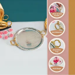 MARKET99 Textured Oval Decorative Tray Desk Organisers image 4