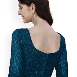 HERE&NOW Embroidered Round Neck Fancy Sifli Work Readymade Saree Blouse image 2