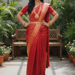 Bindi Fashion Woven Design Zari Silk Blend Handloom Banarasi Saree-image-76