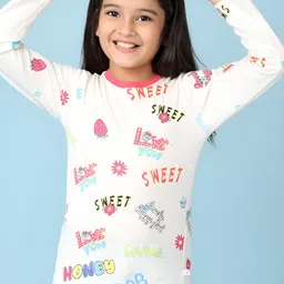 V-Mart Girls Typography Printed Round Neck Cotton T-shirt-picture-24