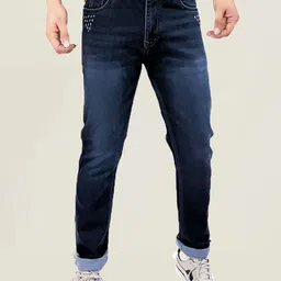 fineblu Men Low Distress Heavy Fade Stretchable Jeans-image-13