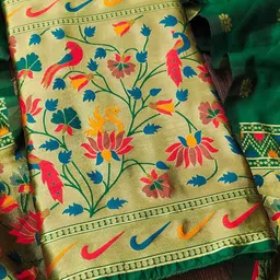 KALINI Women Green Woven Design Silk Blend Unstitched Dress Material-image-78