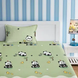 URBAN DREAM Green & Black Graphic 210 TC Single Bedsheet with 1 Pillow Covers-picture-40