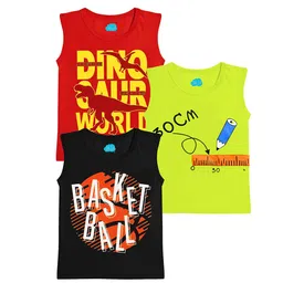 LITTLE LUSH Boys Pack Of 3 Typography Printed Round Neck Sleeveless Tshirts-picture-52