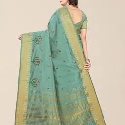DIVASTRI Woven Design Embroidered Silk Cotton Banarasi Saree image 3
