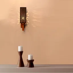 1ST TIME Black & Black Textured Wood Rectangle Shaped Wall Lamp image 5