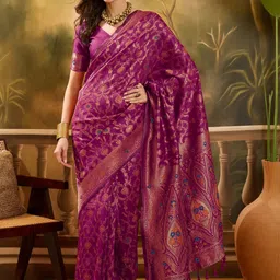 Suha Magenta Art Silk Banarasi Sarees image 3