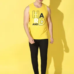 WOOSTRO Pack Of 2 Printed Super Combed Cotton Gym Vests VWS26(HARD YELLOW)(ALONE WHITE) image 4