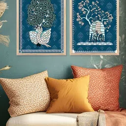 Kotart Brown & Blue 2 Pieces Traditional Wooden Wall Arts-image-45