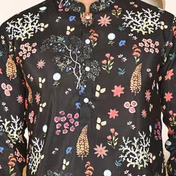 Jompers Men Floral Printed Screen Print Festive Cotton Straight Kurta image 4
