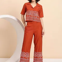 JALTHER Women Embroidered Regular Thread Work Pure Cotton Top with Trousers-picture-10