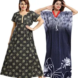 Inner Beats Women Pack Of 2 Multicoloured Cotton Blend Nightdress-picture-30