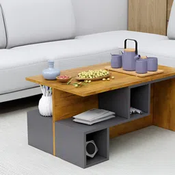 HEXA RED Grey & Brown Textured Wooden Rectangle Coffee Table-picture-38