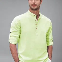 Navkanj Mandarin Collar Roll-Up Sleeves Cotton Straight Kurta-picture-29