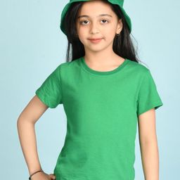 NUSYL Girls Solid Round Neck Cotton T-shirt-picture-22