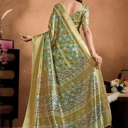 you shop we ship Woven Design Zari Silk Blend Handloom Saree image 3