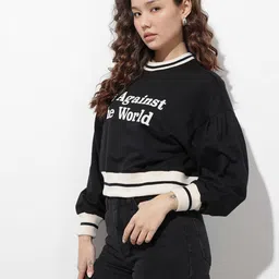 The Roadster Life Co. Typography Printed Crop Sweatshirt image 3