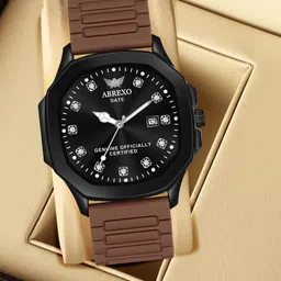 Abrexo Men Dial & Straps Analogue Date Aperture Watch Abx7201 BK BR MGT ST-picture-40