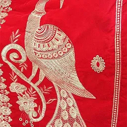 HAUTEMODA Peacock Motif Embroidered Thread Work Velvet Dupatta image 2