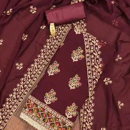 KALINI Floral Embroidered Zari Georgette Unstitched Dress Material-image-5