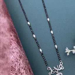 Laksh Enterprise Artificial Stones Studded & Beaded Heart Shaped M Alphabet Mangalsutra-image-88