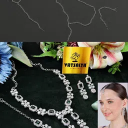 VATSALYA creation Rhodium-Plated Artificial Stone Studded Jewellery Set image 2