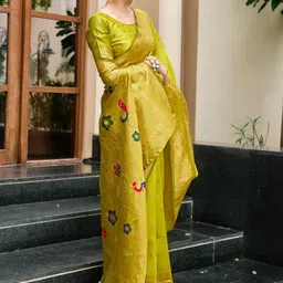 Kalista Woven Design Zari Silk Blend Paithani Saree image 3