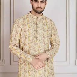 House of Pataudi Printed With Sequins Embellished Cotton Straight Kurta image 3