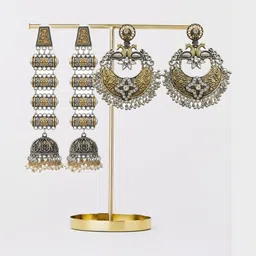 TAG 7 Set Of 2 Pearls Beaded Dome Shaped Jhumkas-image-88