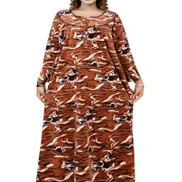 Bindass Female Collection Women Printed Round Neck Maxi Nightdress-picture-22