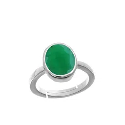 RRVGEM Panna Stone Silver Plated Adjustable 3.25 KT Rashi Ratna Ring image 2