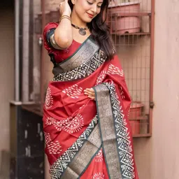 KALINI Ethnic Motifs Printed Zari Bagru Saree-picture-33