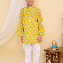 Superminis Boys Leheriya Printed Layered Pure Cotton Kurta with Pyjamas-picture-2