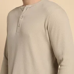Alan Jones Men Self Design Henley Neck T-shirt image 2