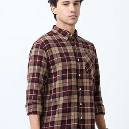 Espanshe Men Tartan Checked Button-Down Collar Pure Cotton Casual Shirt image 4