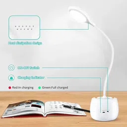 immutable Rechargeable, Dimmable Desk Lamp with Pen Phone Holder SDF4 Study Lamp image 4