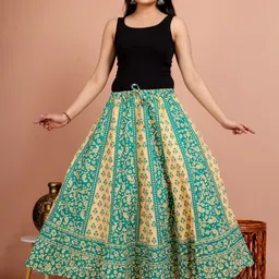 akash enterprise Women Printed Flared Multicolor Skirt image 2