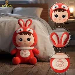 eston Doll With Bunny Cap Soft and Stuffed Toys for Birthday Gift for Girls/Wife/Kids/ - 30 cm image 2