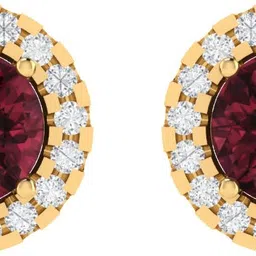 Diamtrendz Jewels BIS Hallmarked Pure Gold Yellow Gold 14kt Cubic Zirconia, Garnet Stud Earring-picture-15