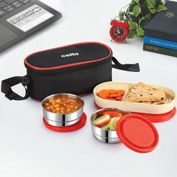 cello Exe Stainless Steel, Red 3 Containers Lunch Box-picture-10