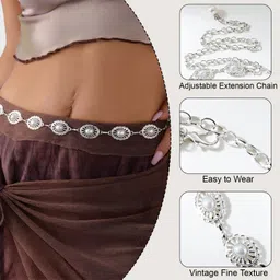 syga Women Casual, Evening, Formal, Party Silver Metal Belt image 4