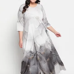 Amydus Women Plus Size Grey & Black A-Line Maxi Dress image 2