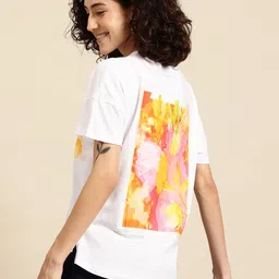 Mast & Harbour Floral Printed Drop-Shoulder Sleeves Pure Cotton T-shirt-picture-10
