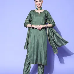 RAJGRANTH Women Woven Design Silk Chiffon Hyper Texture Kurta Set image 2