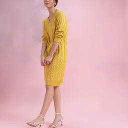 DressBerry Acrylic V-Neck Sweater Dress image 3