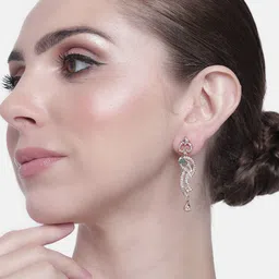 Estele Green & Rose Gold Heart Shaped Drop Earrings-picture-31