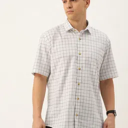 Burnt Umber Men Grid Tattersall Checked Casual Shirt-picture-15