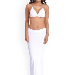 Clovia White Side Slit Saree Shapewear SW0023P18 image 5