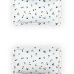 DDecor Floral White & Blue 136 TC Cotton King Bedsheet with 2 Pillow Covers image 4